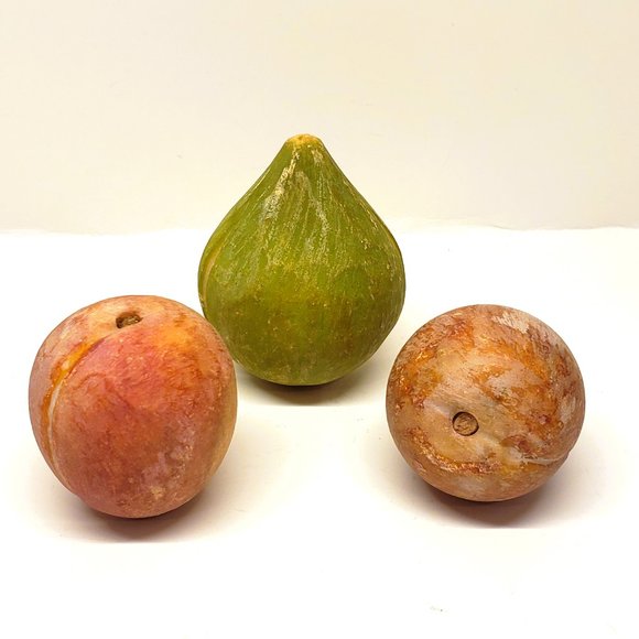 Alabaster Stone Marble Fruit Green FIG Purple PLUM Lot x3 Vintage Faux Realistic - Picture 8 of 8